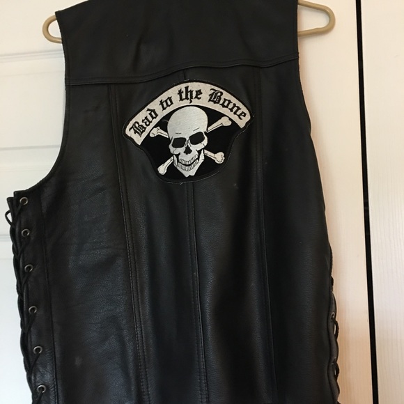 Leather biker vest Sz small - Picture 3 of 4